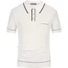 Men's 2024 Été Nouvelle couleur de couleur solide Poio Business Casual Polo Neck Couft Sleeve Trickitwear M515 42