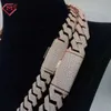 Hip Hop 925 Sterling Silver 20mm Gra Vvs Moissanite Diamond Jewelry Rose Gold Plated Cuban Link Chains Necklace