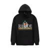 メンズのためのRHUDEハイエンドデザイナーハーディー秋/冬のファッション夏の印刷ヒップホップメンズとレディースカジュアルフード付きセーター1：1のオリジナルラベル付きのぬいぐるみ