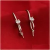 Paramètres de bijoux Broupe d'oreille 925 Sterling Sier Zircon Fishhook avec bouchon de perle pour les perles percées à moitié 5 paires Drop Livraison OT2JX