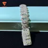 Lifeng Schmuck benutzerdefinierte Name Cuban Link Chain Armband 14mm 2Rows VVS Moissanit Silber Weiß Gold plattiert