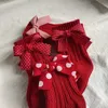 Kinder sokken babymeisjes knie high sokken kinderen katoenrode boog kerstsokken pure katoenen benen warme meisjes kinderen zachte socksl2405