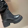 Stella Mccartney Boots Naked Knee Stacked Wolf Designer Women Shoes British Retro Thick Bottom Elevated Metal 8cm Platform Heels Martin Combat booties