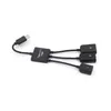 2024 3 I 1 Micro USB Hub Man till Female Double USB 2.0 Host OTG Adapter Cable Converter Extender Universal for Mobile Phones Black For