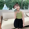 Vest Girl Summer Tank Top Cotton Childrens Underwear Model Candy Color Girl Tank Top Baby Single Childrens Underwear Sports Topl240502