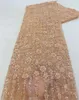 African Lace Fabric High Quality French 3D Floral Sequin Embroidered Bead Sheer Lace Fabric240513