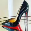 Designer Femmes Chaussures à talon Rouges Bottons brillants Red 8 cm 10cm 12cm Talons minces Black Nude Patent Cuir Woman Pompes avec poussière Bag34-44