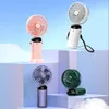 2024SS USB Handheld Mini Fan Foldable Portable Neck Hanging Fans 5 Speed USB Rechargeable Fan with Phone Stand and Display Screen