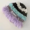 Fourrure chaude crochet seau de seau mode y2k bonnet chapeau hiver pour les femmes coréen rétro pêcheur cape dames tricot chapeau 240509