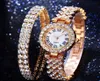 Luxe mode diamantkwarts waakkoppeling Bracelet 2pcset Exquisite Gift Factory Outlet Womens Watch Wolshorge Watches7732467