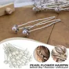 Hårklipp 20st U-formad hårnål Bridal Rhinestone Pearl Flower Clip Tools Metal Frisyr Barrette Hairpins Wedding Design Women Hai K4U1