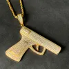 Hip Hop Takı Erkek Silah Şekli Tasarımı Izlı Out Moissanite Geçiş Pırlanta Test Cihazı Saf Sier Altın Kaplama Kolye Kolye