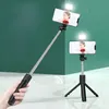 Cell Phone Selfie Stick Tripod Bluetooth Remote Wireless Selfi Stick Phone Holder Stand with Beauty Fill Light for Phone Sticks