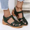Summer Sandals Women T Strap Hollow Out Mid Heels Platform Gladiator Ladies Shoes Closed Toe Beach Sandalias Mujer 99e1 oe