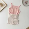 T-shirts d'été nouveau enfant camisole nouveau-né creux out love girl ultra mince solide décontracté haut bébé coton pendentif shirtl2405