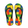 Women customized Flats House Slippers Slipper 3D Tetris Print Summer Fashion Beach Sandals For Woman Ladies Flip Flops Rubber Flipflops n3pd# 0be5 flops