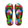 Wohnungen maßgeschneiderte Frauen Haus Slipper 3D Tetris Print Sommer Mode Strandsandalen für Hausschuhe Frau Damen Flip Flops Gummi -Fliplops i0yg# a081 s flops