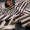 Casual shirts voor heren gestreepte elastische zakelijke zakelijke slanke formele slijtage knappe lange mouwen shirt modieuze klassieke basis anti-defense