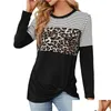 T-shirt pour femmes t-shirts mode Leopard Imprimé léopard couture à manches longues chemises automne et chaleur d'hiver pour femmes drop dhp3r