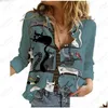 Dames blouses shirts zomers retro bloem 3d bedrukt met lange mouwen shirt casual elegante knop vest gekleurd en getemperd chiffon dro dhg1f