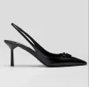 Marcas de luxo sandália para mulheres saltos altos sandálias Lady escovadas de sling back patente slingback bombas de 70 mm