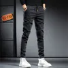 Primavera verão Jeans de carga cinza preto Men, calça de jeans de rua do jeans do jea