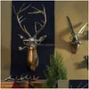 Decorative Objects Figurines Deer Head Wall Decor - Resin Vintage Art Scptures Faux Exquisite Animal Mount Vivid Stag Stat 220211 D Dh2Bb