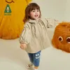 Cardigan Amila baby jacket 2023 autumn new cut and stitching windproof rainproof fashionable and warm girl cute childrens clothingL240502