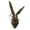 Bronzed Resin Animal Head Sculpture with Glasses Wall Mounted Bear Mouse Statue Figurine Hanging Pendant Home Decor 240513