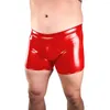 Mäns shorts herrar våt utseende pvc klubb man glänsande faux läder konvex påse boxare raves fest elastiska byxor exotiska sissy underbyxor