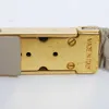 Designer Borbaroy Belt Fashion Buckle äkta läderkvinnor Beige Gold midjebälte lädermetall broderad rem SZ 90 cm 36?