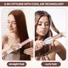 CkeyiN 2 in 1 Cold Air Hair Curler and Straightener Ceramic Fast Heating Straightening Curling Iron Ajustable Temperature 240515