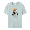 Summer Mens T-shirt Space Teddy Bear on The Moon Printed T-shirt Casual Short Sleeve Streetwear Oversized Tee Shirt Men Clothes 240515