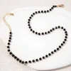 Beaded Neckor Tocona Single Vintage Black Bead Halsband för mäns Simple Party Alloy Metal Justerbara smycken Halsband D240514