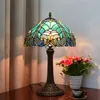 테이블 램프 1pc 12 30cm 스테인드 글라스 테이블 조명 창조적 인 목회 녹색 연꽃 성격 침실 침대 램프 바 테이블 램프 선물 램프 vinta