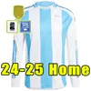 Długie rękawie Argentyna piłka nożna fani gracz Wersja 2024 2025 Di Maria Dybala koszulka piłkarska Aguero Maradona Montiel Martinez Men Home Away Child Child