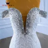 Sexy Crystal Diamond Mermaid Wedding Jurk Long Train Off the Shoulder 2023 Nieuwe bruid jurken Vestido de noiva Custom SD01