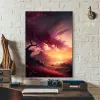 Vintage Japanese Village Fuji Mountain Cherry Blossom Landscape Posters Canvas Painting Aesthetic Wall Art For Room Home Decor