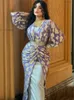Etniska kläder Indien Turkiet Muslim Abaya klär kvinnor Bodycon Slim Fit Chiffon Wedding Evening Party Dress Belted Abaya Marocko Caftan T240515