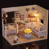 Architecture/DIY House Kitten Mini Doll House Model Building Assembled House Home Kit Creative Room Bedroom Decoration with Furniture Birthday Gifts