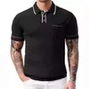 Men's 2024 Été Nouvelle couleur de couleur solide Poio Business Casual Polo Neck Couft Sleeve Trickitwear M515 42