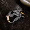 Mässing Swordtooth Tiger Skull Statue Pendant för bilmotorcykel ryggsäck nyckelring dekoration