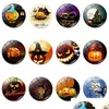 Fridge Magnets Halloween Witch Pumpkin Bat Glass Glue Sign Pattern Dome Magnet Home Deco Dhs Drop Delivery Garden Dh6Ns