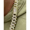New Arrival Iced Out 15mm 925 Silver Moissanite Cuban Link Chain Heavy Gold Baguette with Gra
