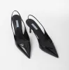 Marcas de luxo sandália para mulheres saltos altos sandálias Lady escovadas de sling back patente slingback bombas de 70 mm