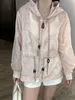 Modebriefdruckjacke mit Leder -Kordelgürtel Frauen Kausale Dame Lose Kapuze Langarm Tops 2024 Frühlings Sommer Frauen Streetwear