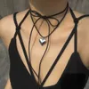 Chokers Bow Heart Pendant Necklace Jewelry Clavik Chain Necklace Bow Adjustable Necklace Fashion Jewelry d240514