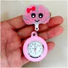 Party Favor Cartoon Glitter Shiny Nurse Doctor Medical S Hospital Heart Care Retractable Fob Clip Lovely Pocket Gifts Watches Clock Dr Otfb3