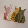 Överallt nyfödd baby pojke flicka jumpsuit linne bomull sommar höst ärmlös enkelstycke hängande jumpsuit babykläder set D240515