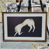 絵画動物絵画リビングルーム装飾ブティックホースキャンバス印刷ヴィンテージ写真抽象芸術ホーム壁画ドロップデリードDH8JL